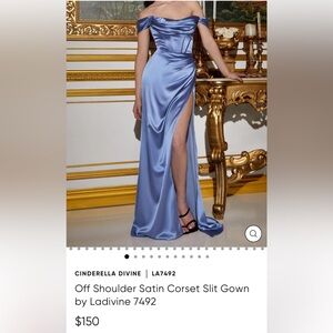 Cinderella Divine Off Shoulder Satin Gown